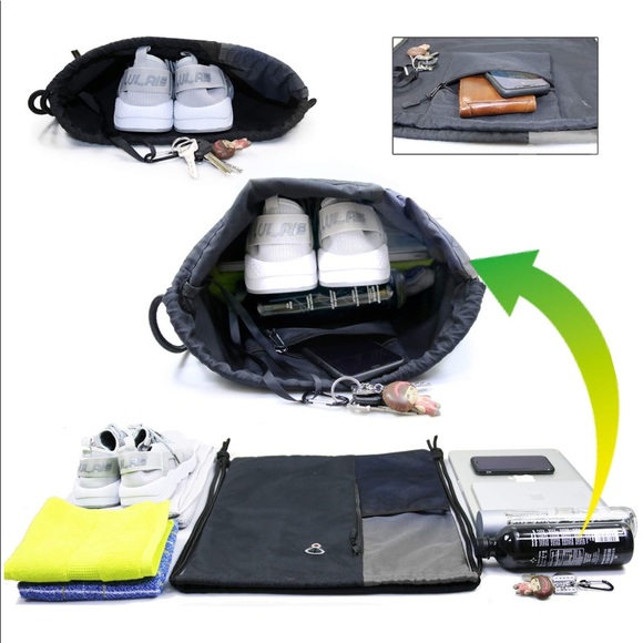 Large drawstring backpack with water bottle pocket - Picture 6 of 8